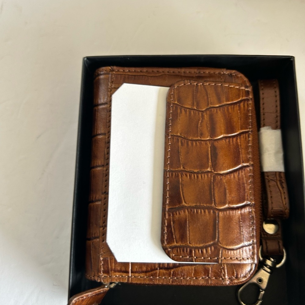 Brown Crocodile Embossed Key & Card Holder
